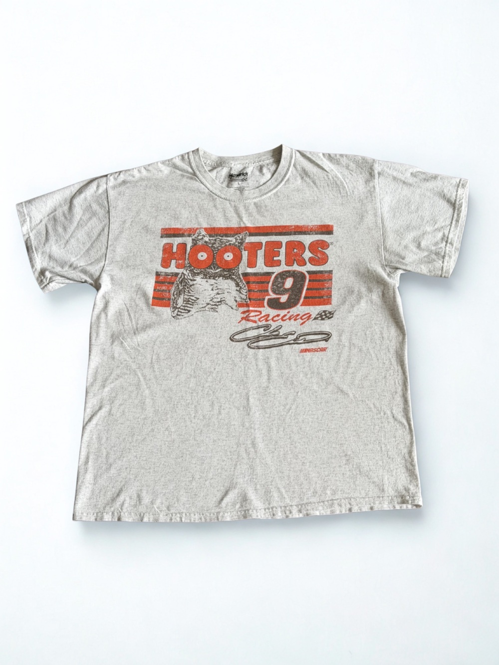 Hooters Gray & Orange Racing Graphic Tee
